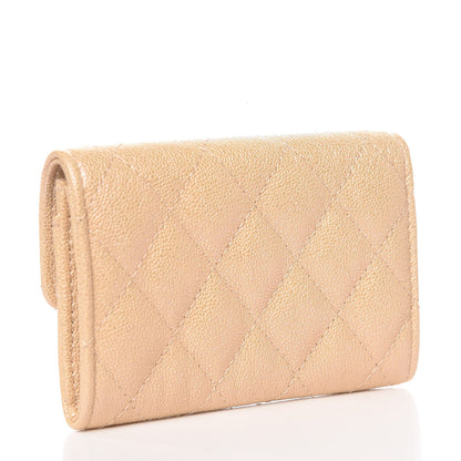 Chanel Iridescent Caviar Quilted Flap Card Holder Beige 3 of 9