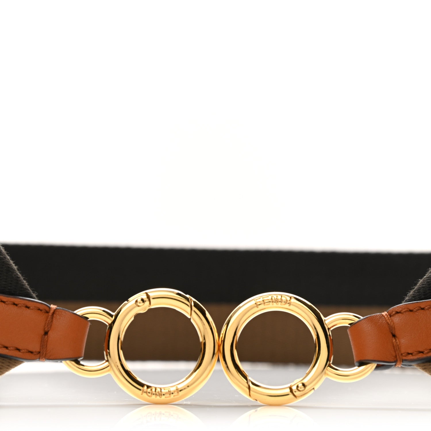Fendi FEND Canvas Calfskin Strap You Beige Brown 3 of 3