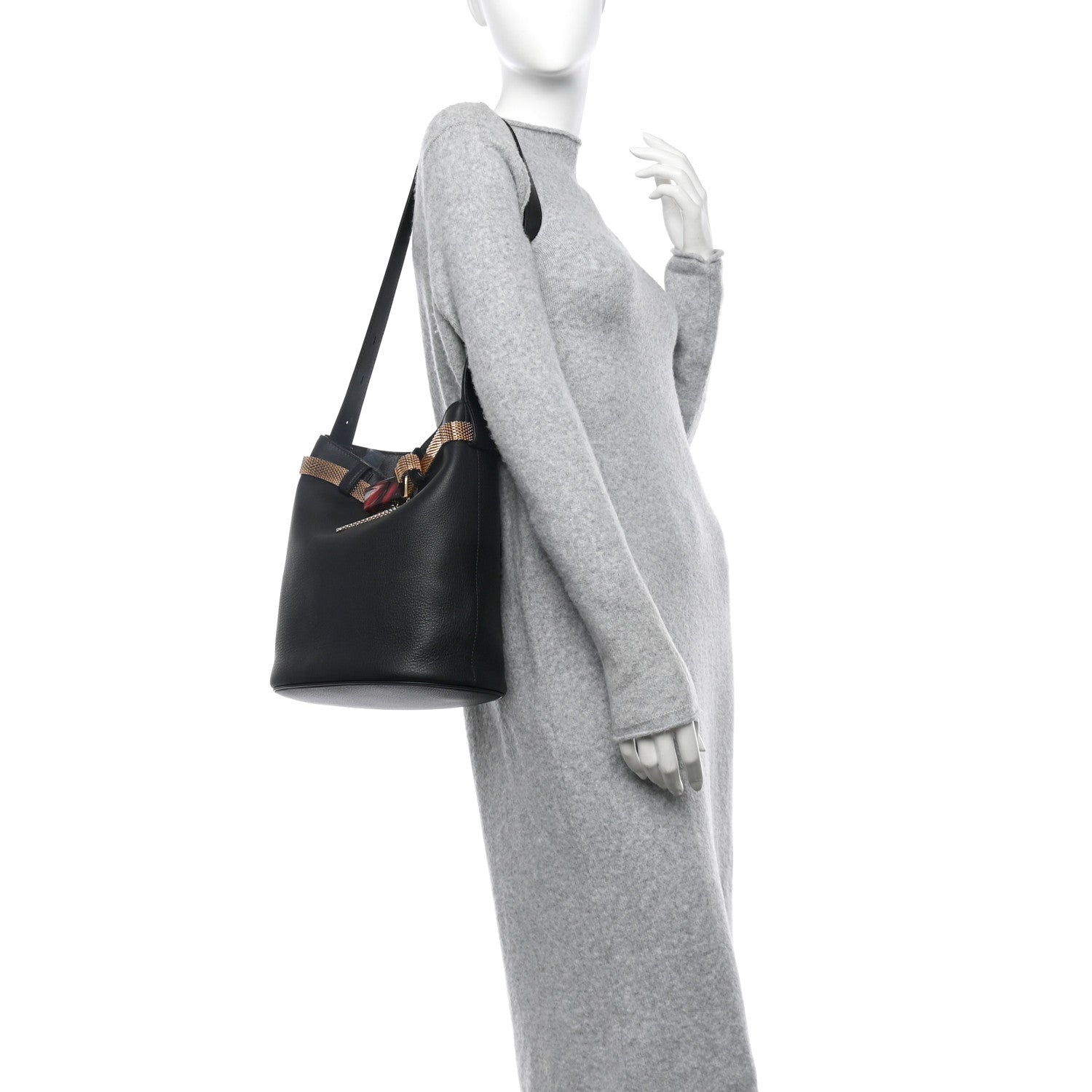 Prada Calfskin Buckle Bag With Jeweled Belt Black 3 of 12