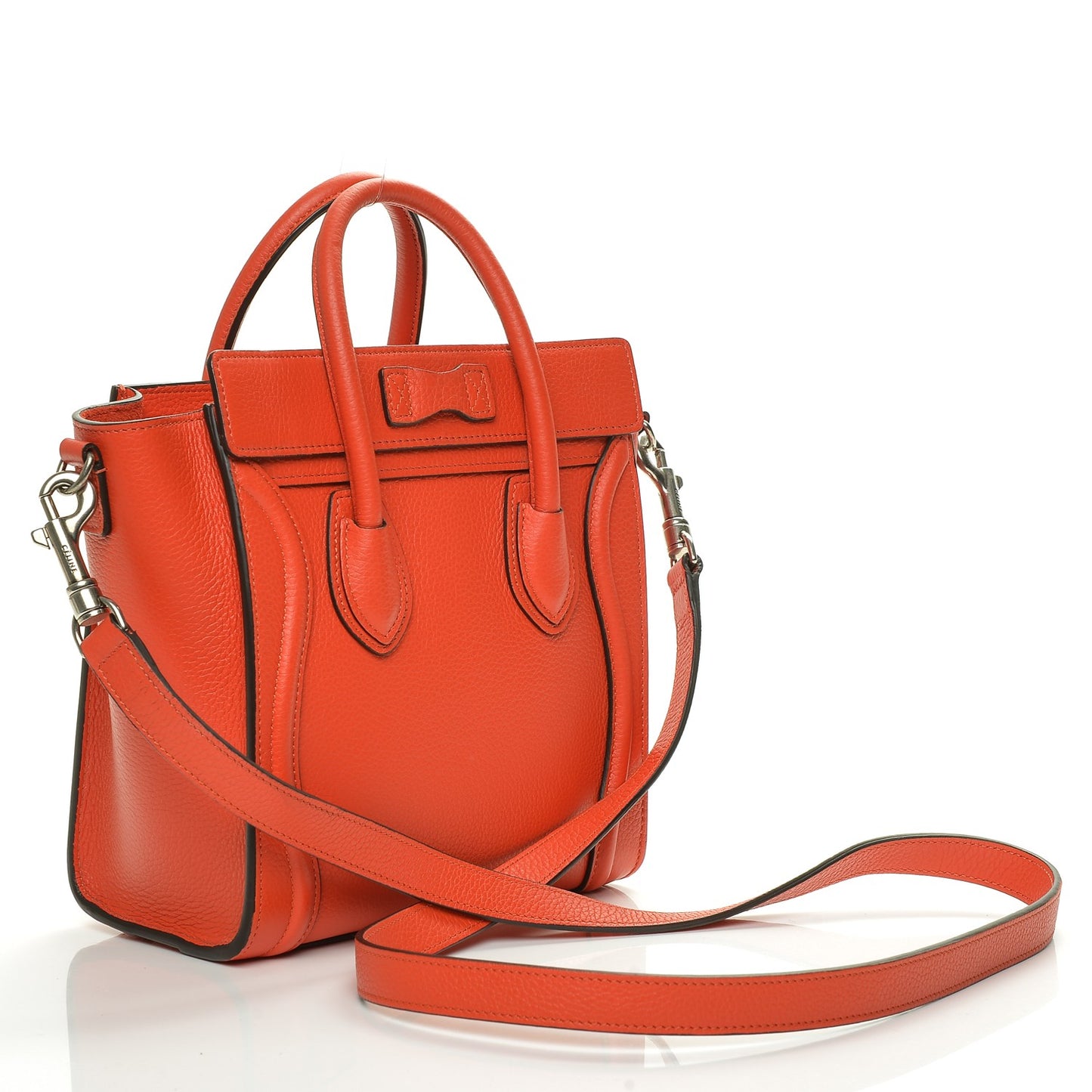 Drummed Calfskin Nano Luggage Vermillion
