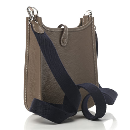 Hermes Taurillon Clemence Amazone Evelyne TPM Etoupe Bleu Indigo 3 of 11