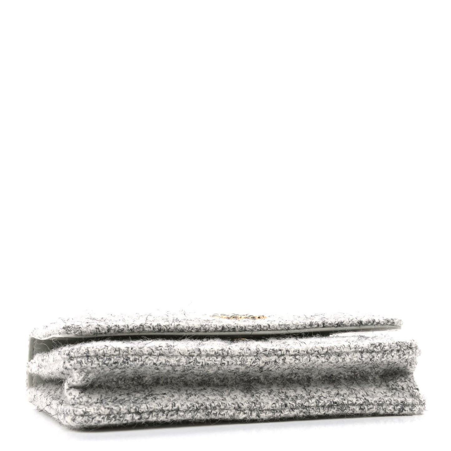 Wool Tweed Lambskin Quilted Chanel 19 Wallet On Chain WOC Grey