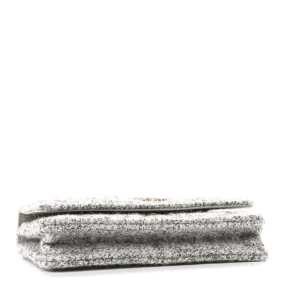 Chanel Wool Tweed Lambskin Quilted Chanel 19 Wallet On Chain WOC Grey 4 of 9