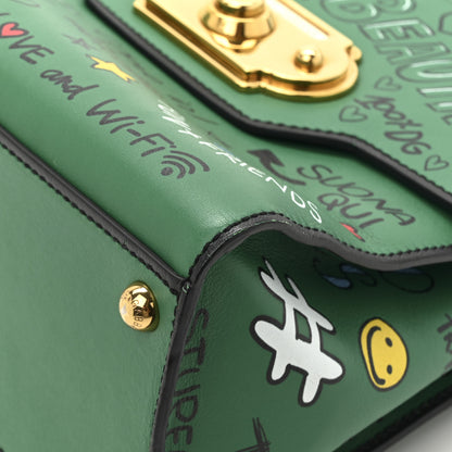 Dolce & Gabbana Calfskin Graffiti Printed Welcome Satchel Green Multicolor 11 of 14
