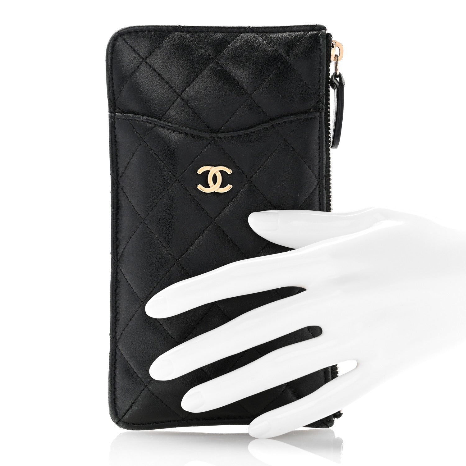 Chanel Lambskin Quilted Classic Flat Wallet Pouch Black 2 of 8
