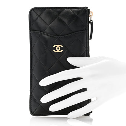 Chanel Lambskin Quilted Classic Flat Wallet Pouch Black 2 of 8