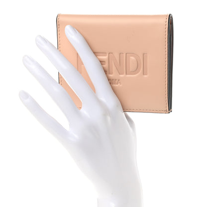 Fendi Vitello King Tamponato Logo Embossed Card Holder Wallet Light Rose 2 of 10