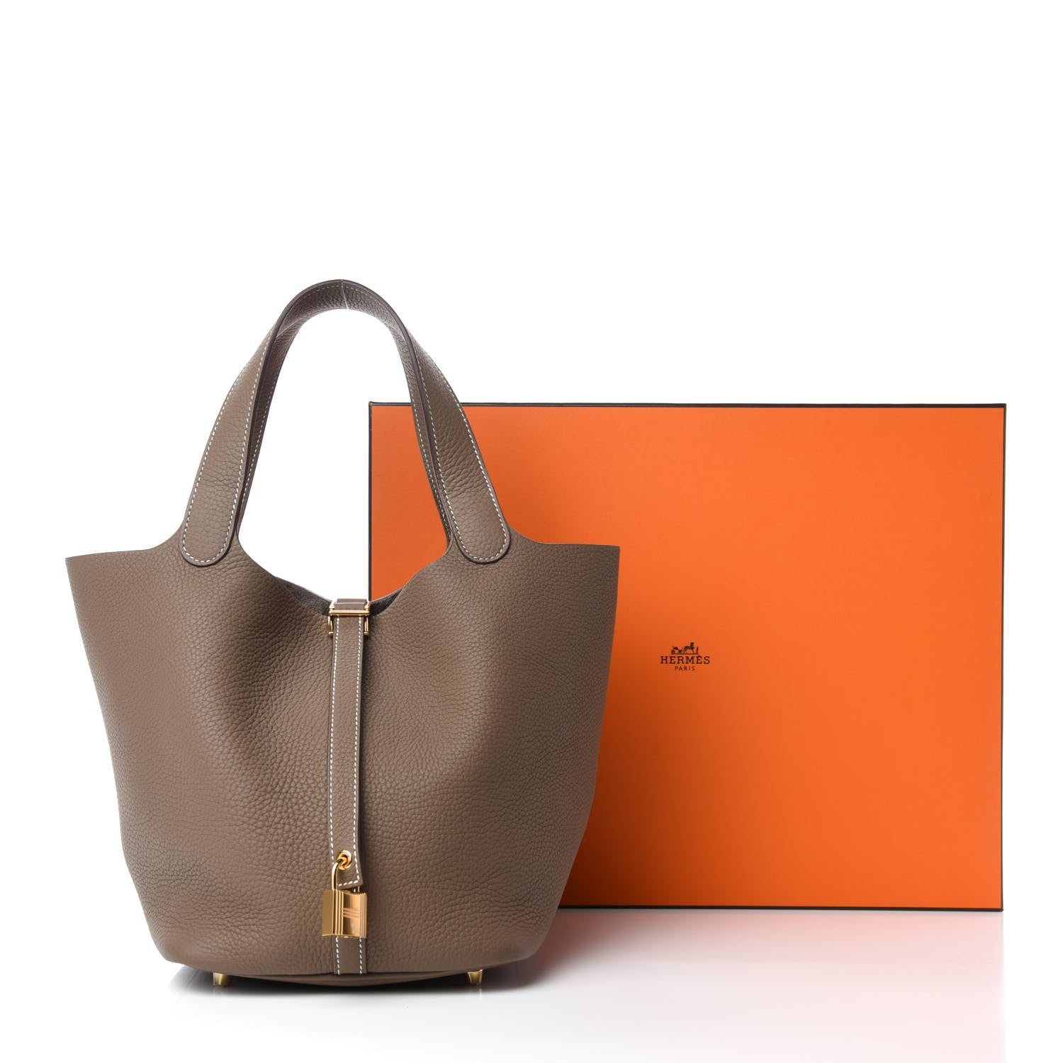 Hermes Taurillon Clemence Picotin Lock 22 MM Etoupe 11 of 11