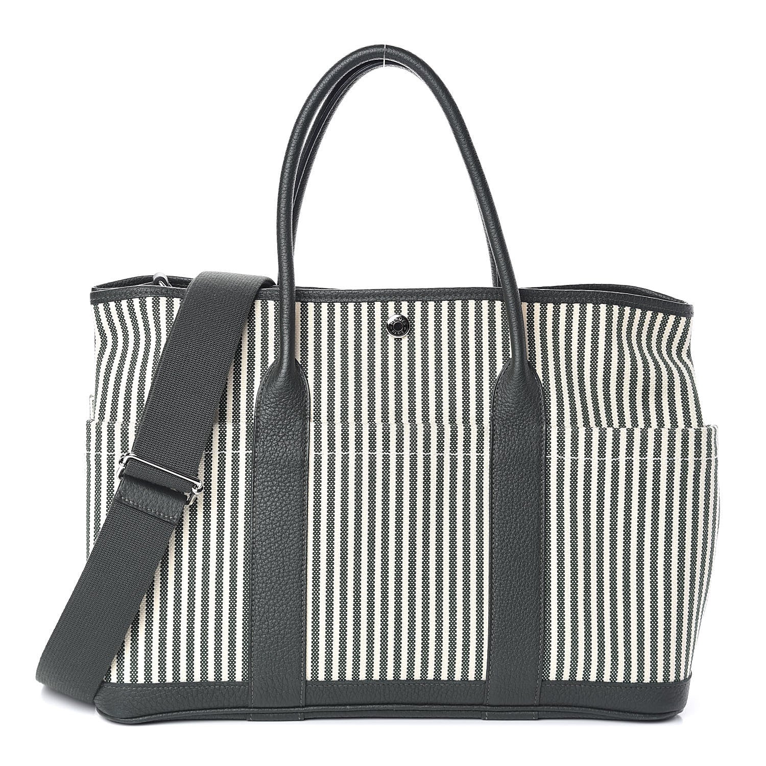 Hermes Toile Vache Country Garden Party Pockets 36 MM Tote Ecru Vert Anglais Vert Fonce 1 of 10