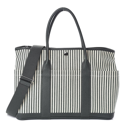 Hermes Toile Vache Country Garden Party Pockets 36 MM Tote Ecru Vert Anglais Vert Fonce 1 of 10