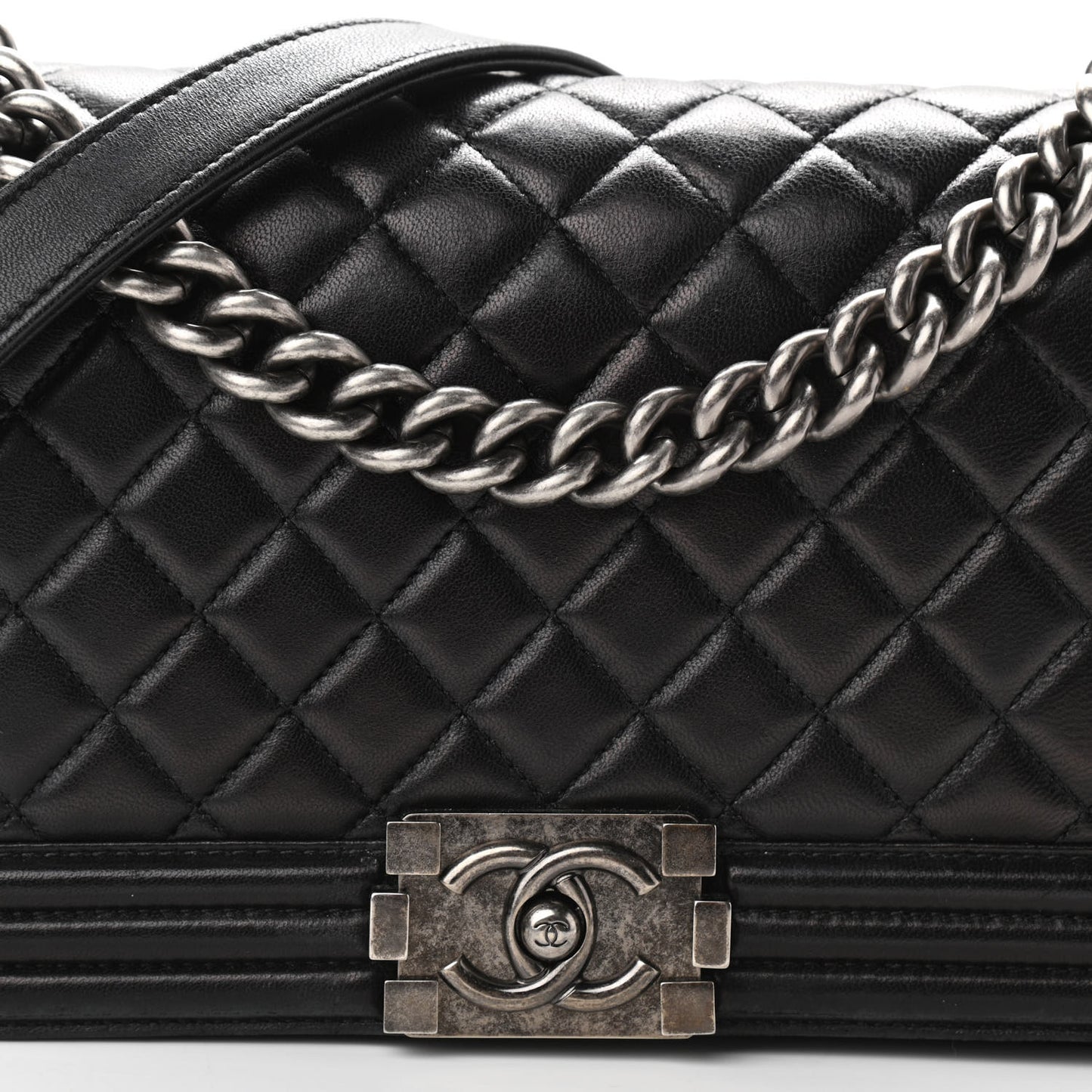 Lambskin Quilted Medium Boy Flap Black