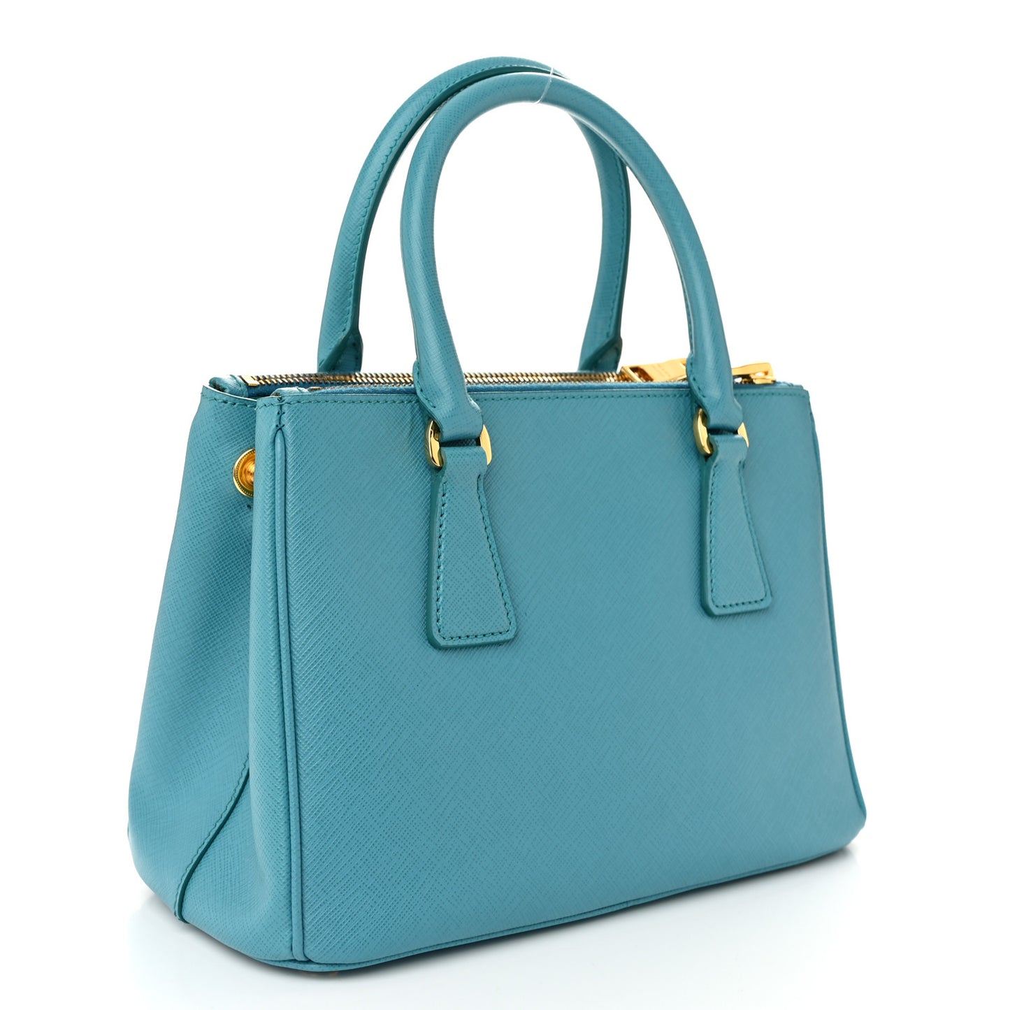 Saffiano Lux Mini Galleria Double Zip Tote Turchese