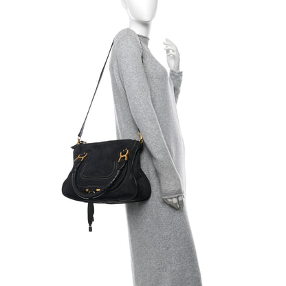 Chloe Nubuck Calfskin Medium Marcie Satchel Black 2 of 13