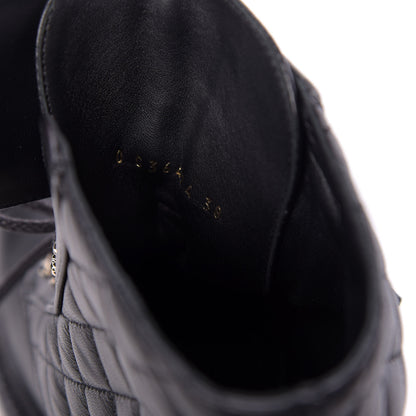 Chanel Shiny Lambskin Quilted Lace Up Combat Boots 38 Black 8 of 9