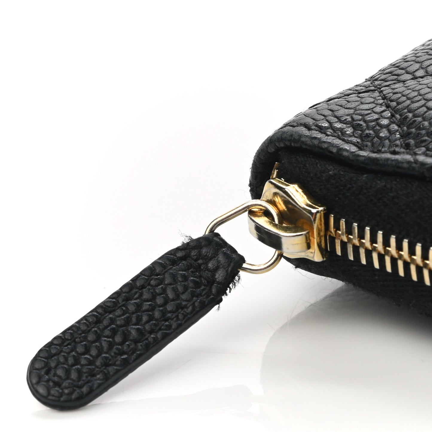 Caviar Quilted Large Gusset Zip Around Wallet Black