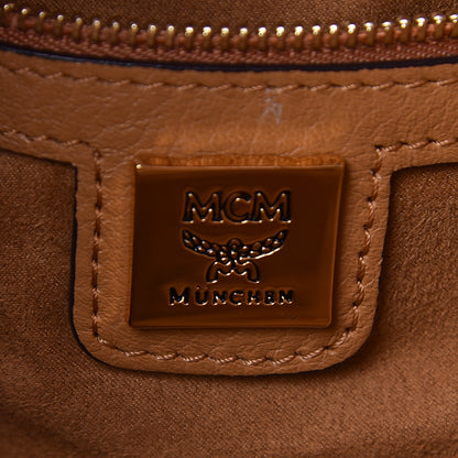 MCM Visetos Studded Small Drawstring Shopper Cognac 7 of 16