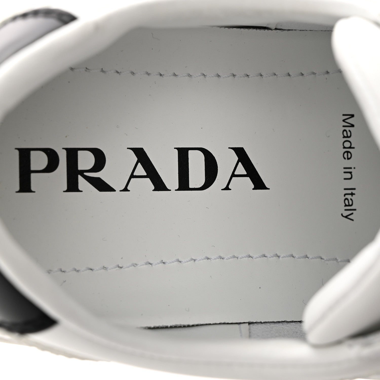 Prada Vitello Rois Triangle Womens Downtown Low Top 30mm Sneakers 39.5 White Black 8 of 10