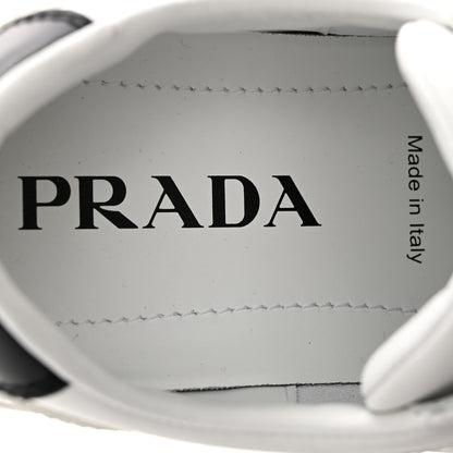 Prada Vitello Rois Triangle Womens Downtown Low Top 30mm Sneakers 39.5 White Black 8 of 10