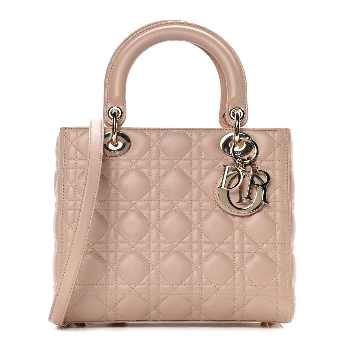 Lambskin Cannage Medium Lady Dior Rose Poudre