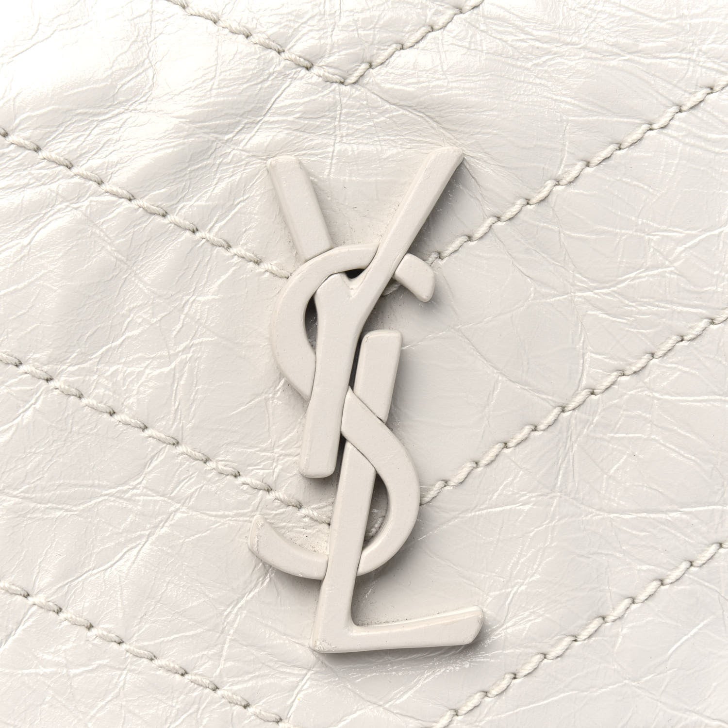 Saint Laurent Crinkled Calfskin Matelasse Monogram Baby Niki Chain Satchel White 11 of 11