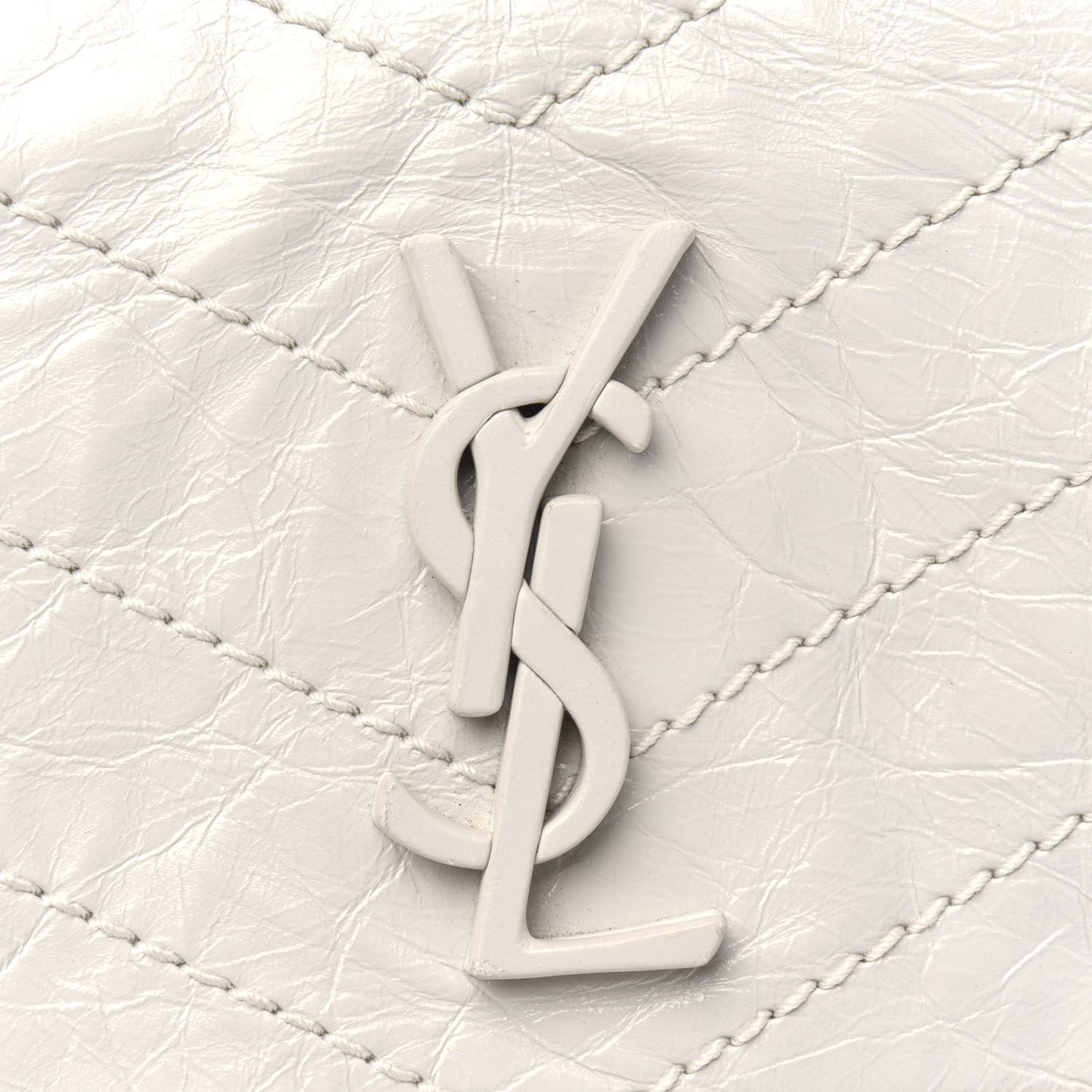 Crinkled Calfskin Matelasse Monogram Baby Niki Chain Satchel White
