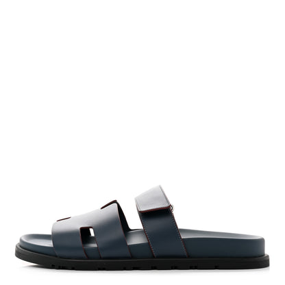 Hermes Calfskin Womens Chypre Sandals 41 Bleu Celeste Bordeaux 1 of 9