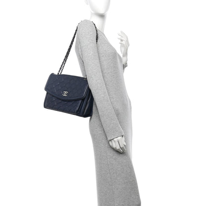 Chanel Lambskin Quilted Large Geometric Flap Navy 2 of 14