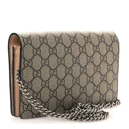 Gucci GG Supreme Monogram Textured Dollar Calfskin Mini GG Marmont Chain Wallet Souffle Rose 3 of 9