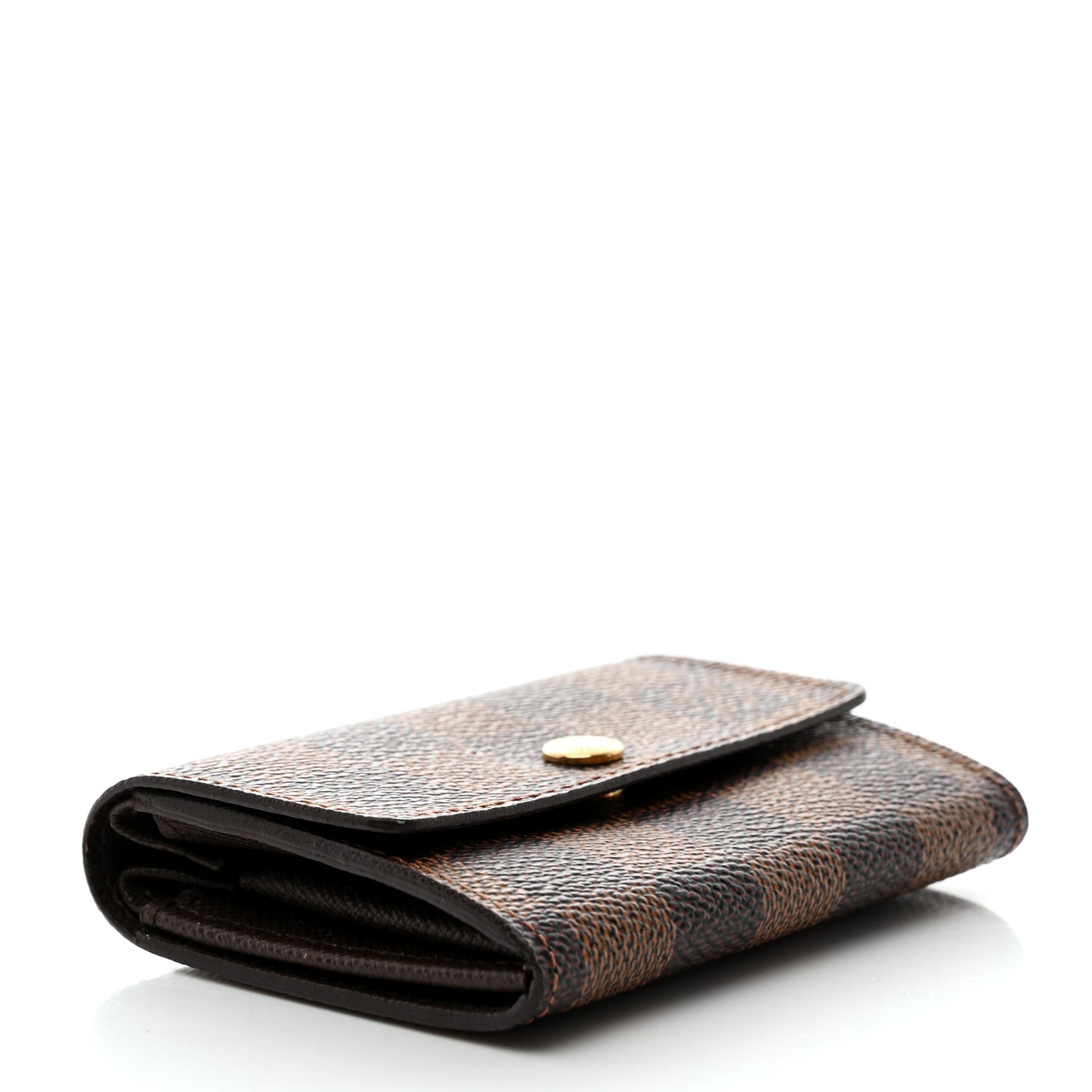 LOUIS VUITTON Damier Ebene Porte-Monnaie Plat Coin Purse Brown