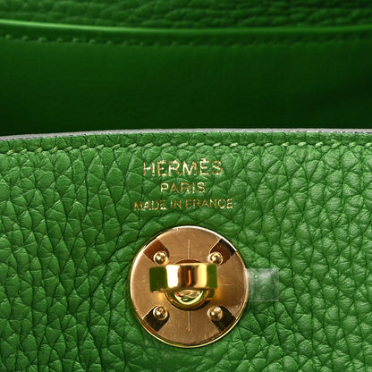 Hermes Taurillon Clemence Mini Lindy 20 Vert Yucca 6 of 14