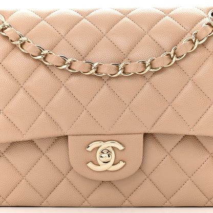 Chanel Caviar Quilted Medium Double Flap Beige 8 of 11