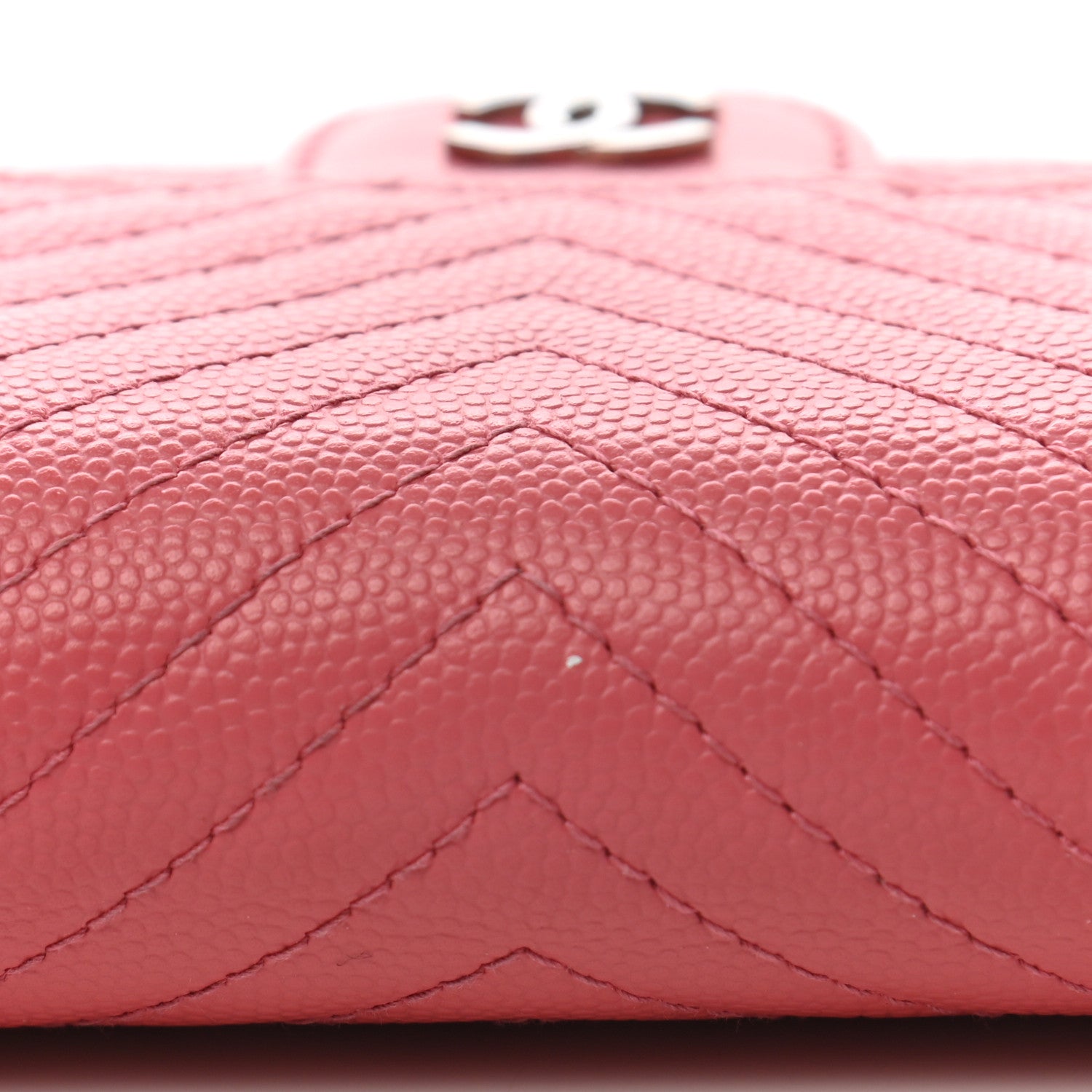 Chanel Caviar Chevron Quilted Large Gusset Flap Wallet Pink 11 of 16