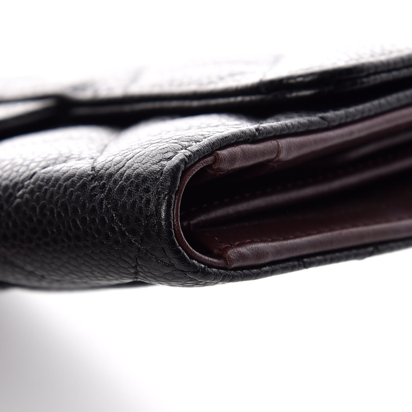 Caviar Quilted Long Flap Wallet Black