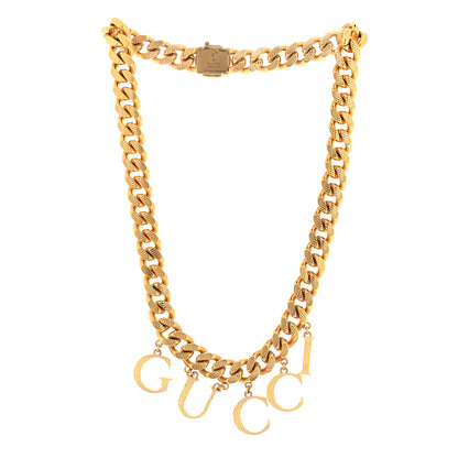 Gucci Metal Script Logo Interlocking Chain Necklace Gold 3 of 4