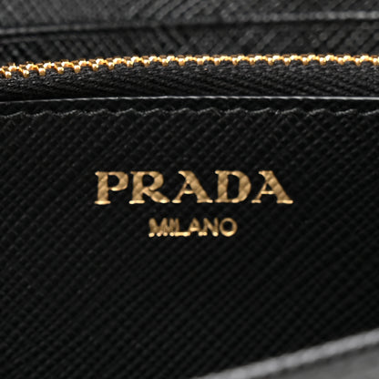 Prada Tessuto Saffiano Triangle Logo Continental Flap Travel Wallet Black 7 of 9