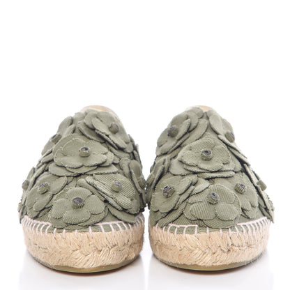 Chanel Fabric Camellia CC Espadrilles 38 Khaki 2 of 10