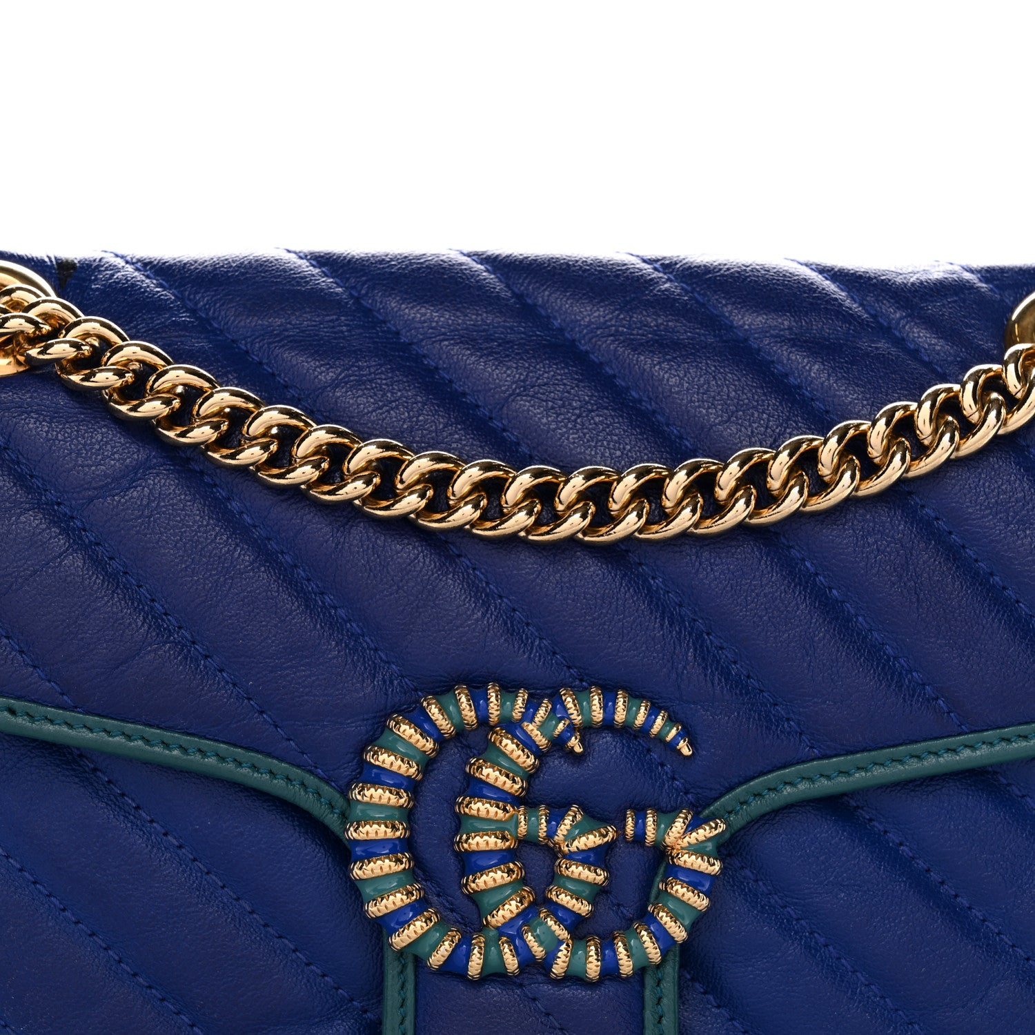 Gucci Azalea Calfskin Enamel Matelasse Diagonal Small Torchon GG