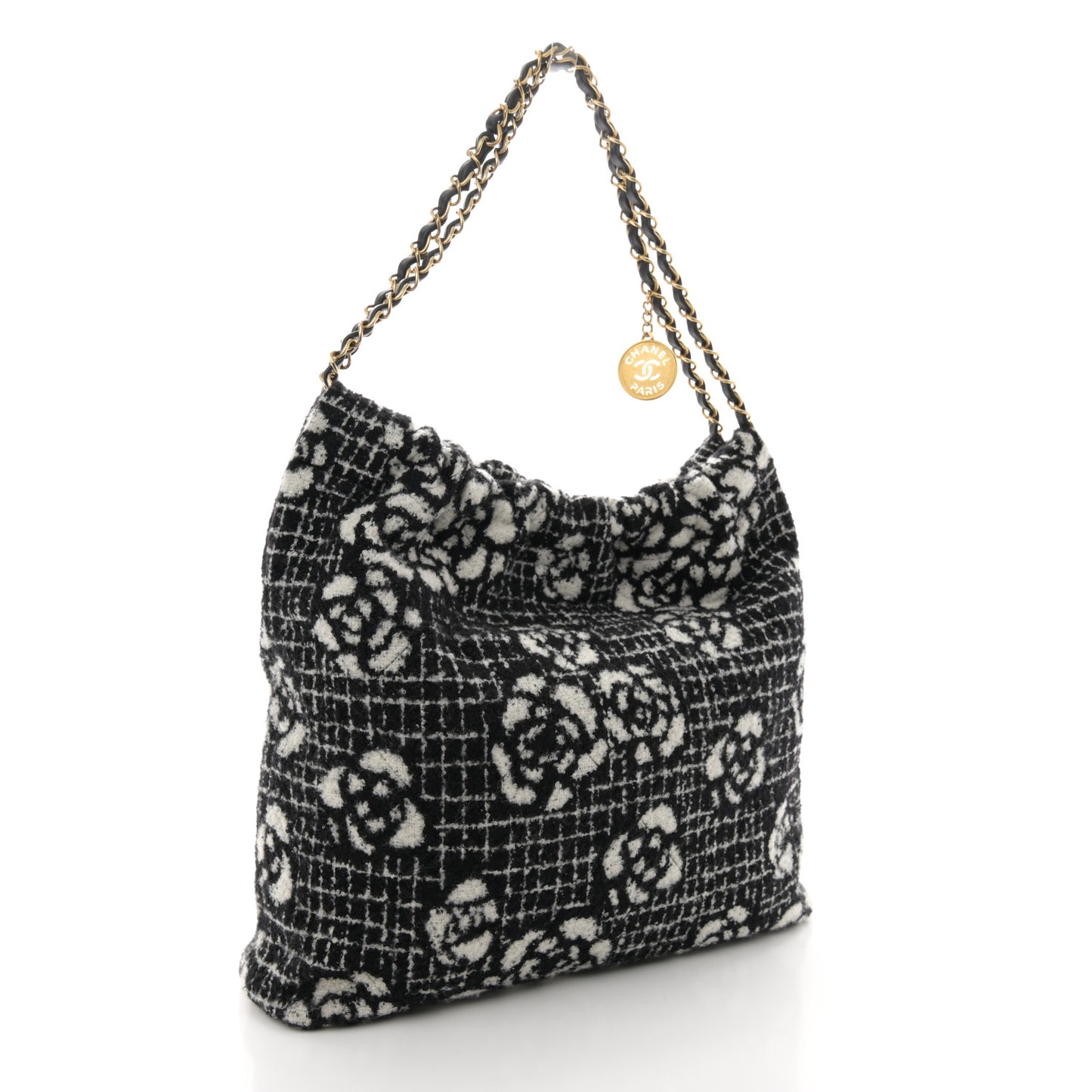 Cashmere Quilted Camellia Chanel 22 Black White