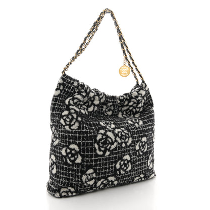 Chanel Cashmere Quilted Camellia Chanel 22 Black White 4 of 12
