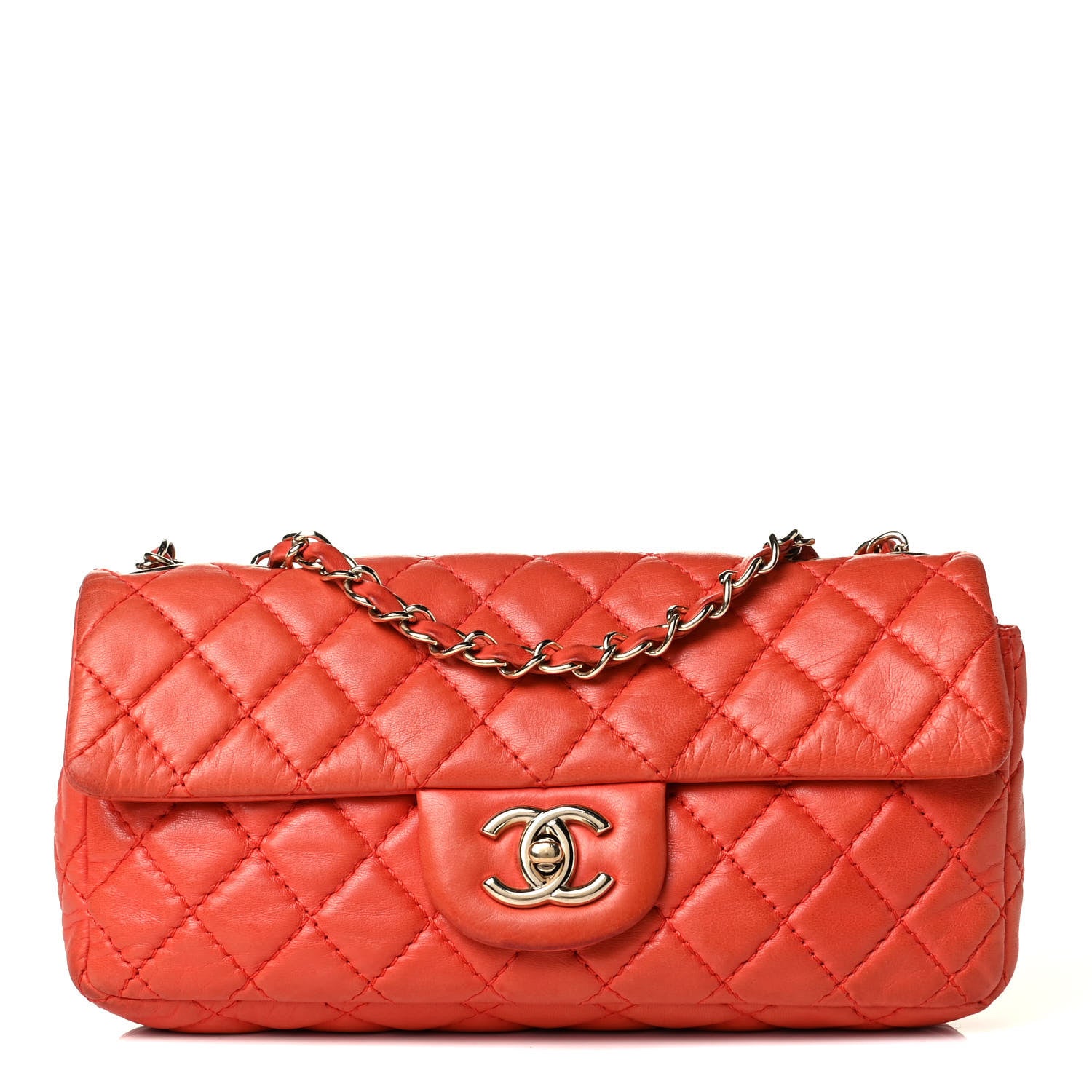 Chanel Lambskin Quilted East West Flap Red 1 of 9