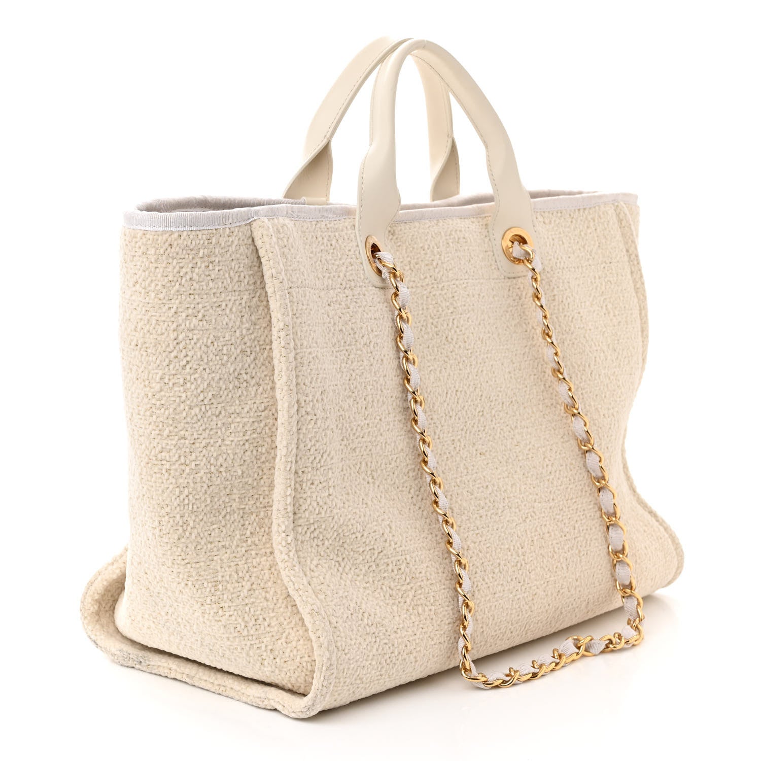 Chanel Lurex Boucle Medium Deauville Tote White 2 of 9