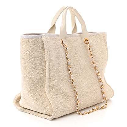 Chanel Lurex Boucle Medium Deauville Tote White 2 of 9