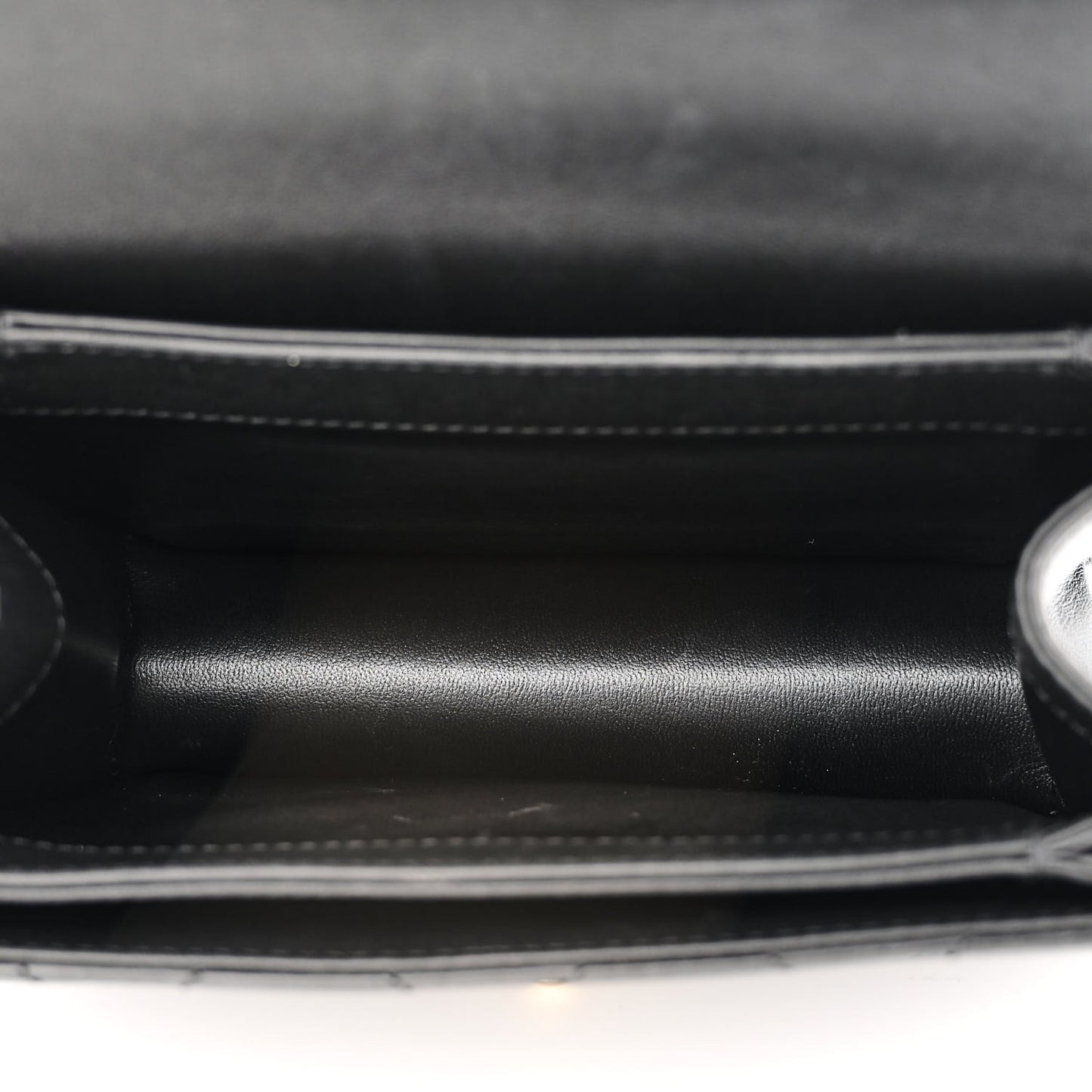 Calfskin Quilted Small Top Handle Flap Black