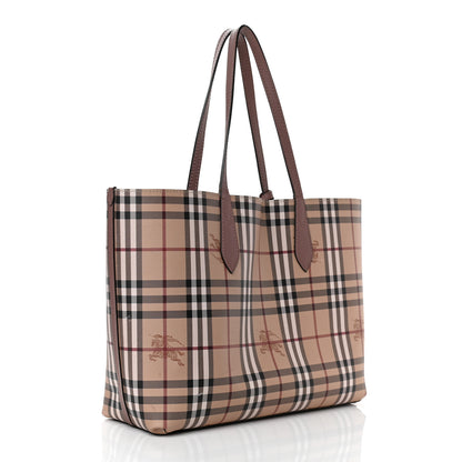Burberry Grainy Calfskin Haymarket Check Medium Reversible Tote Light Elderberry 3 of 12
