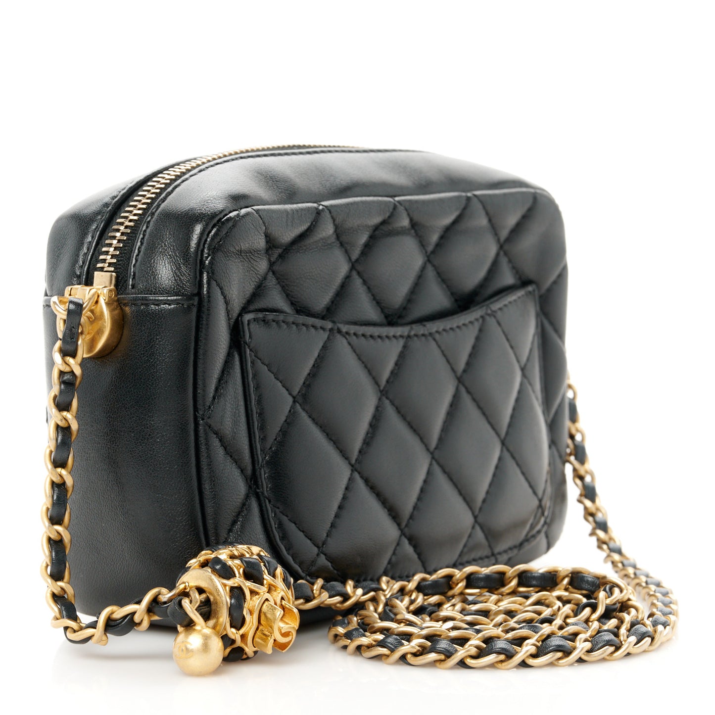 Lambskin Quilted CC Pearl Crush Camera Case Black