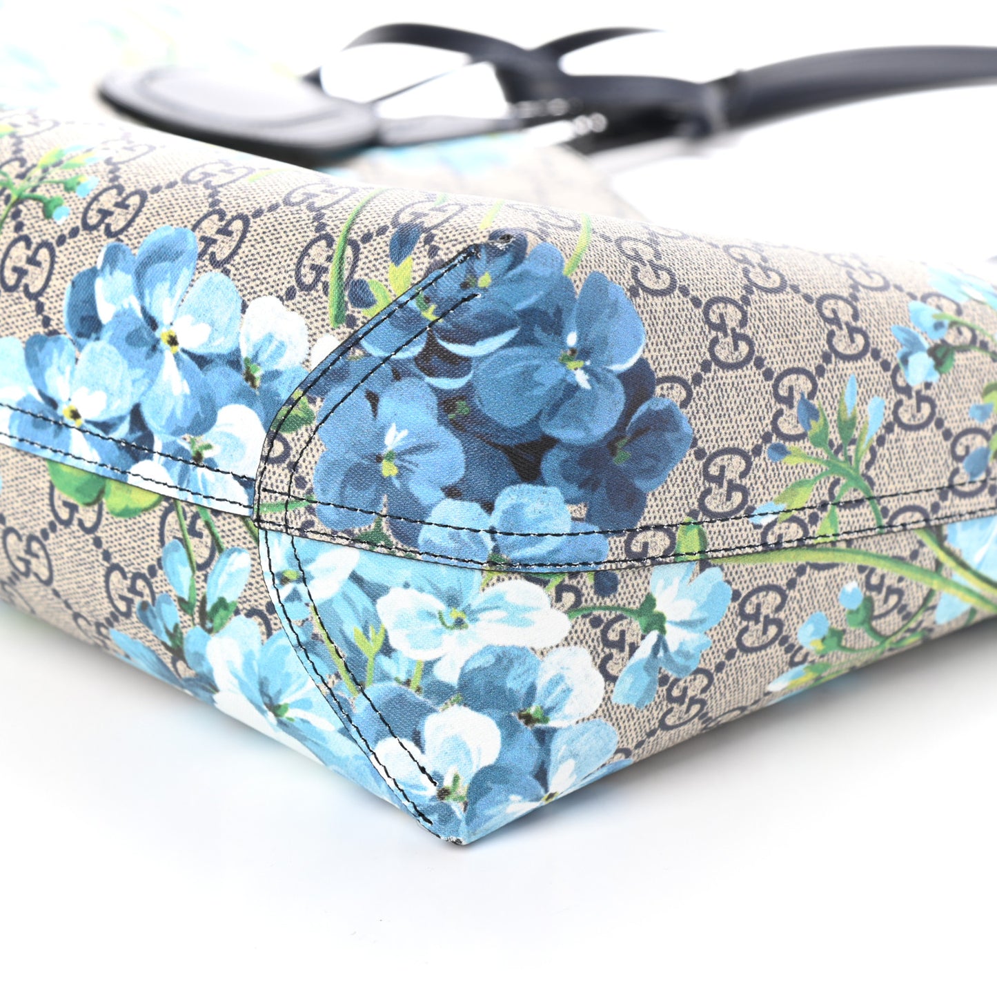 GG Supreme Monogram Blooms Medium Reversible Tote Beige Blue Navy