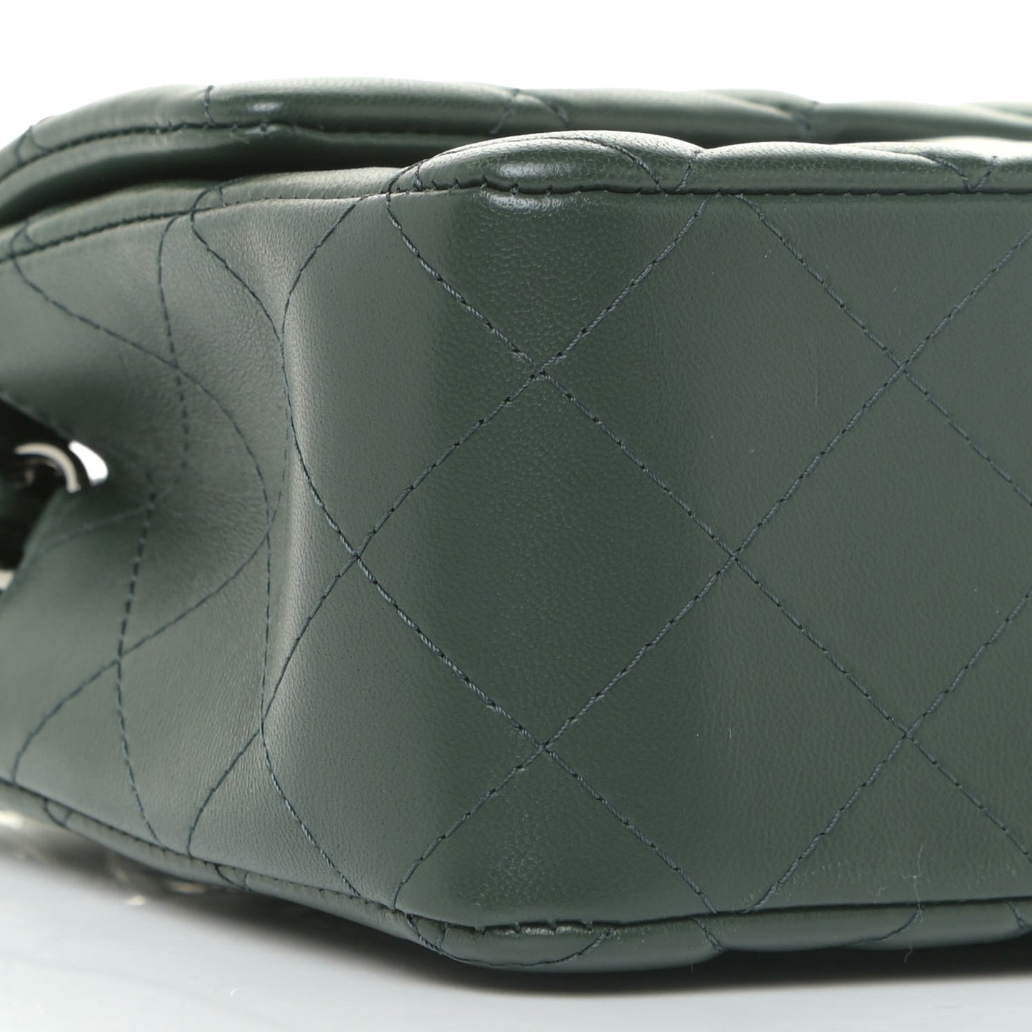 Lambskin Quilted Mini Rectangular Flap Green