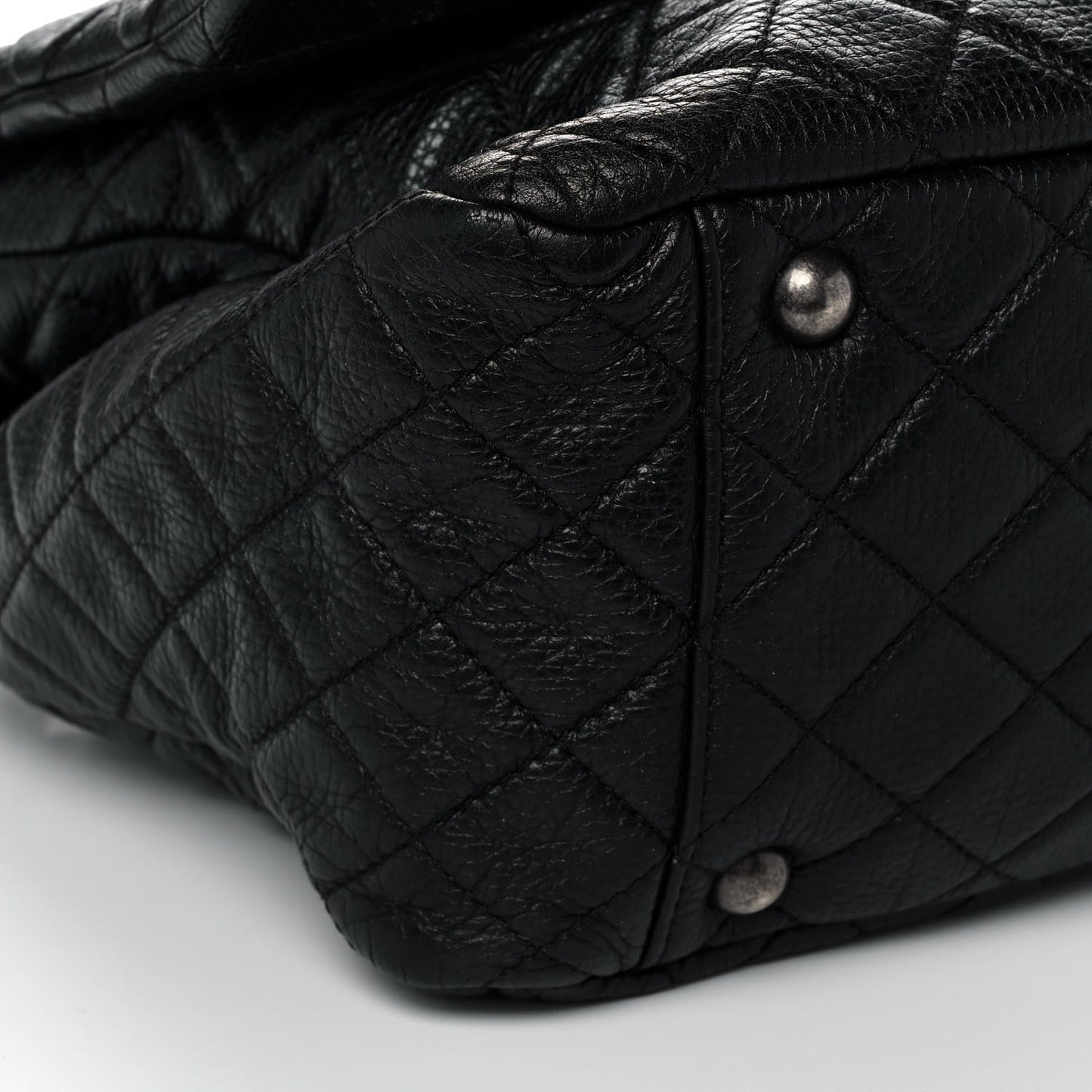 Calfskin Quilted XXL Travel Flap Bag Black
