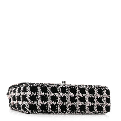 Chanel Velvet Sequin Mini Houndstooth Rectangular Flap Black Pink 3 of 10