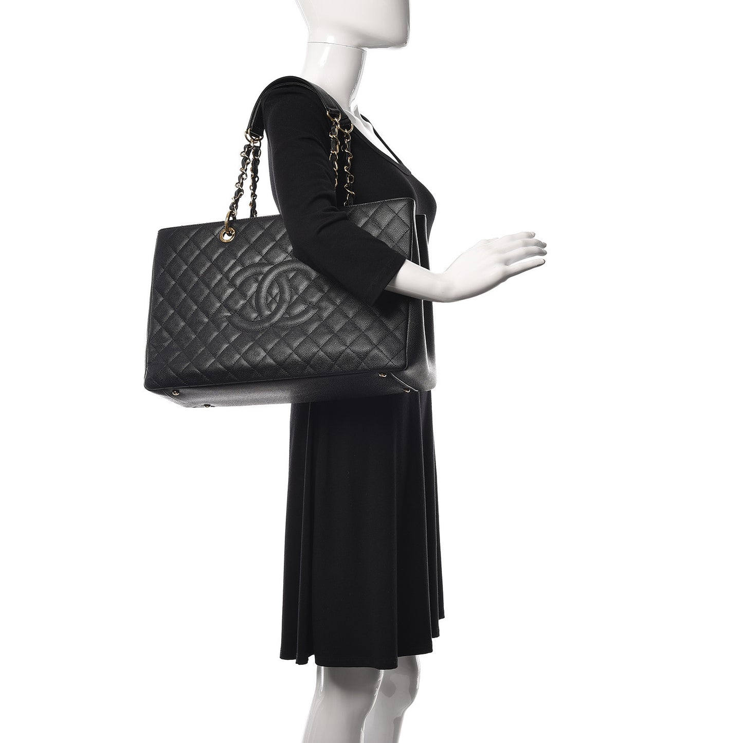 Caviar Quilted XL Grand Shopping Tote GST Black